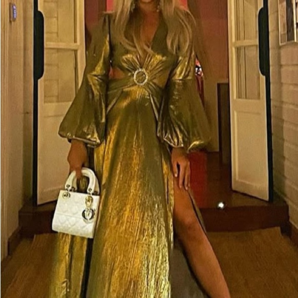 Luxxel Cutout gold Maxi Dress showstopper